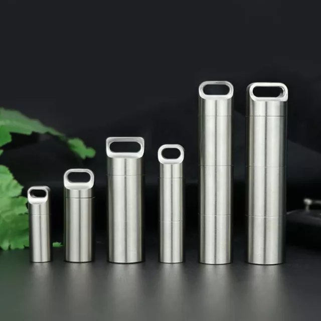 1PC Mini Waterproof Capsule Bottle Stainless Steel Outdoor Survival Pill Box EDC