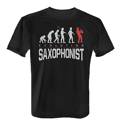 Evolution Saxophonist Herren T-Shirt Motiv Geschenk Idee Musiker Saxophon Hobby