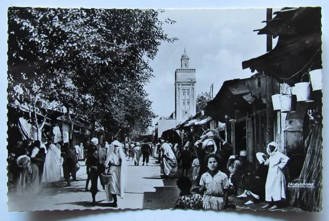 RPPC Fes Morocco Rue Mosquee Fez Street Mosque Real Photo Postcard La Cigogne Ed