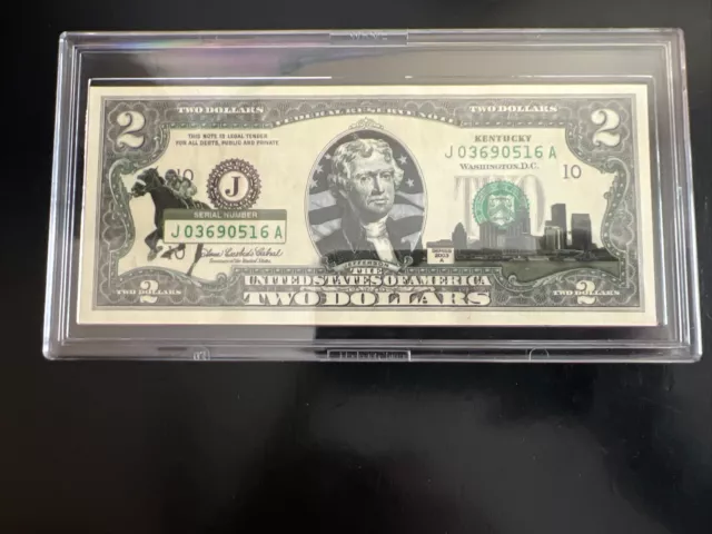 Kentucky $2 Two Dollar Bill Color Overlay State Landmark Uncirculated 2003