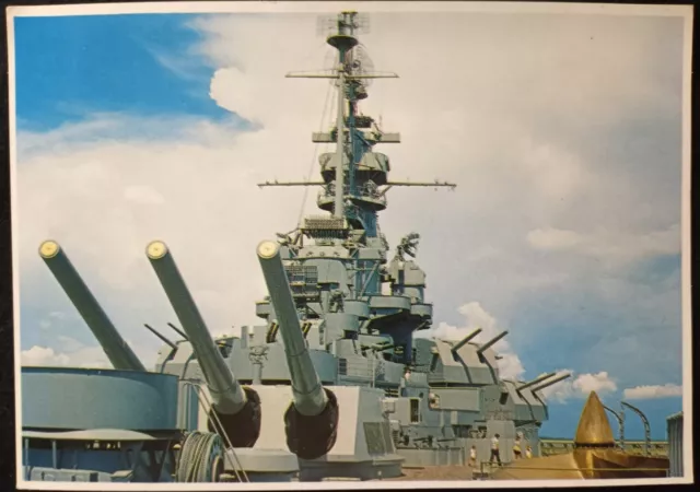 USS Alabama Battleship Main Deck AFT 16" Guns  United States Navy  Postcard A1