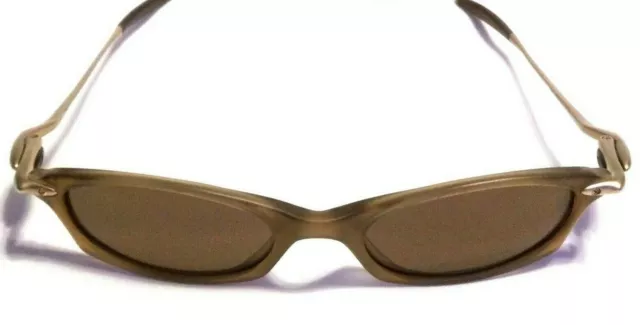 ULTRA RARE OAKLEY WHY 1 WIRE SUNGLASSES Pale Amber Frames w/ Bronze Brown Lenses