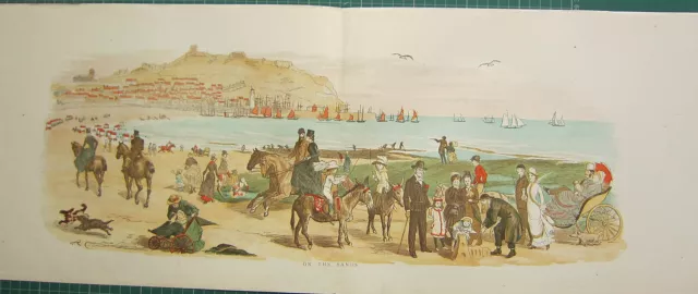 1898 Randolph Caldecott Print ~ Mr Chumley's Holiday ~ On The Sands