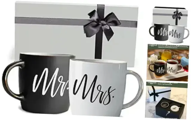 Mr and Mrs Couples Gifts for Christmas, Wedding Anniversary, Black/White