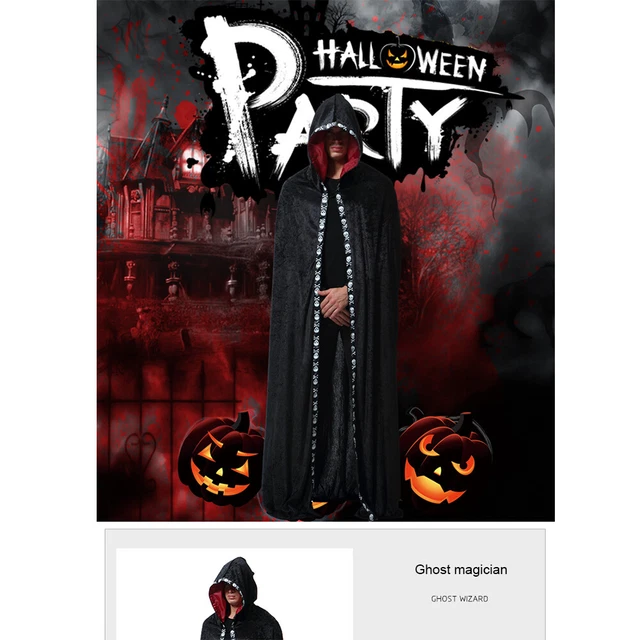 Halloween Witch Costume Unisex Creative Reversible Hooded Adult Vampires Cloak