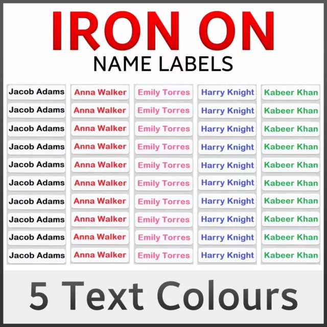 Printed iron-on School Care Home Name Tapes Name Tags Labels - Quality Labels UK