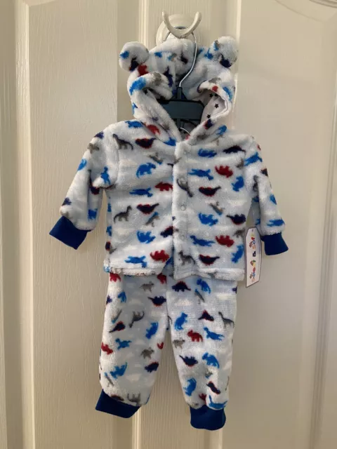 Sweet & Soft Blue Dinosaur Fleece Ear Hoodie & Sweatpants Set Size 3 Months NWT