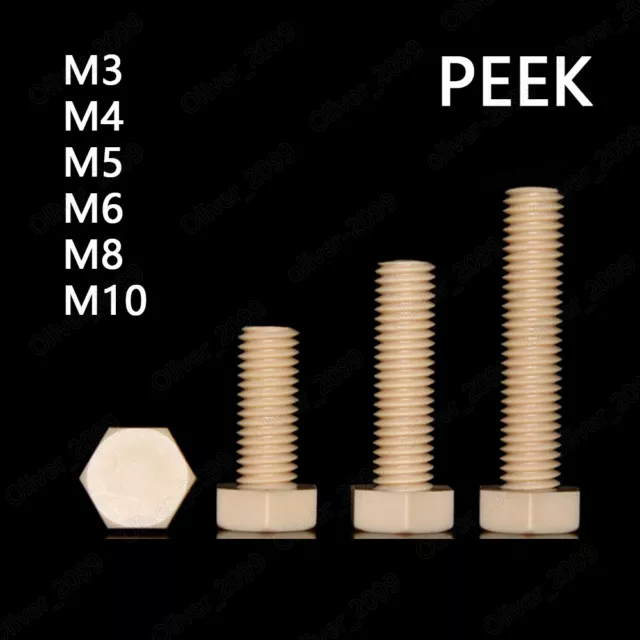 PEEK Plastic Hexagon Head Screws Cap Head Bolts M3 M4 M5 M6 M8 M10