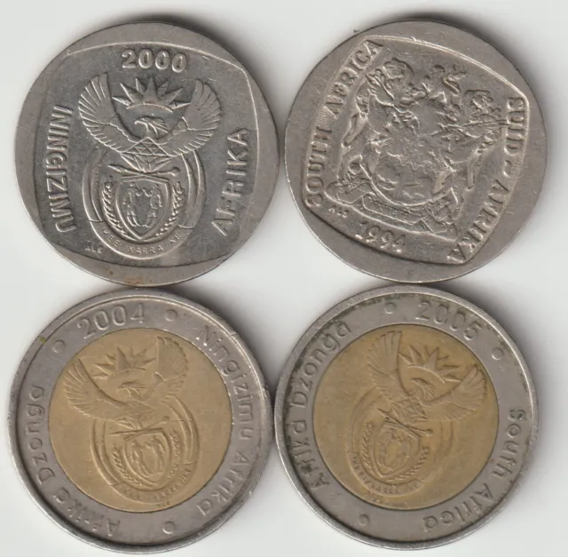 4 different 5-Rand coins from SOUTH AFRICA