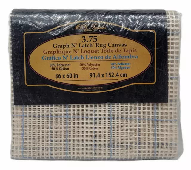 Alfombra de lona MCG Textiles Graph N Latch 3.75 36"" x 60"" poliéster algodón NUEVA