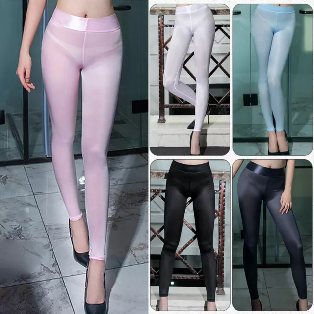 WOMENS SEXY LEGGINGS Crotchless Sheer Mesh Skinny Trousers