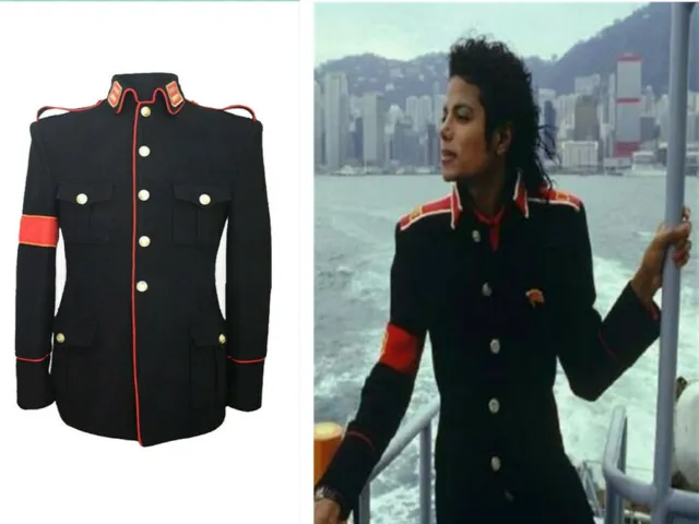 Michael Jackson Black Military Jacket For Mens{DD}