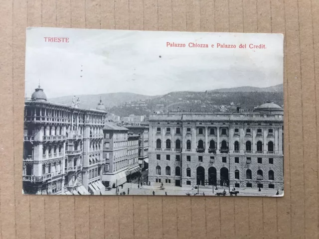Antiguo Tarjeta Postal Trieste Palacio Chiozza Y De Crédito Postcard