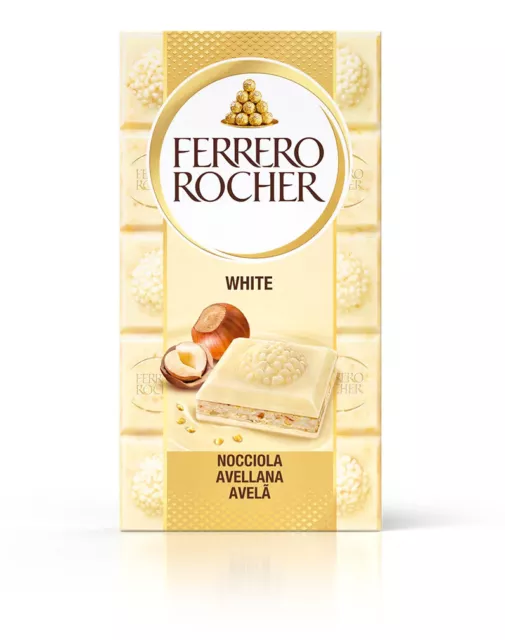 Ferrero Rocher Original Tavoletta di Cioccolato Bianco con Nocciole 90gr - 2023