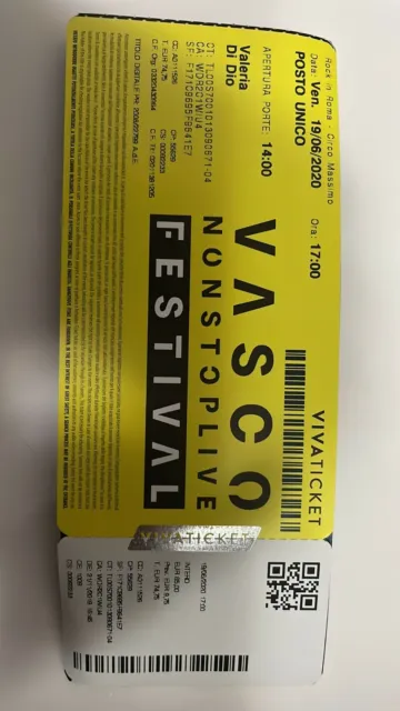 N. 1 Biglietti concerto Vasco Rossi Circo Massimo Roma 11/06/22