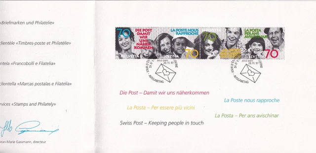 Schweizer Briefmarken Weihnachtskarte 97 Die Post - Damit wir uns nächer kommen