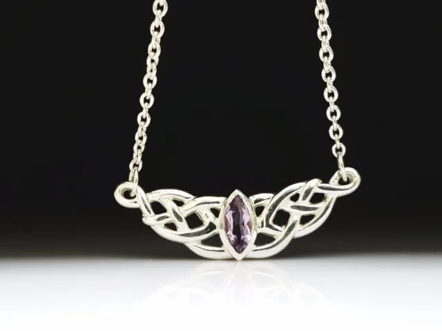 Celtic Knotwork Sterling Silver Amethyst Gem Necklace by Peter Stone Jewelry