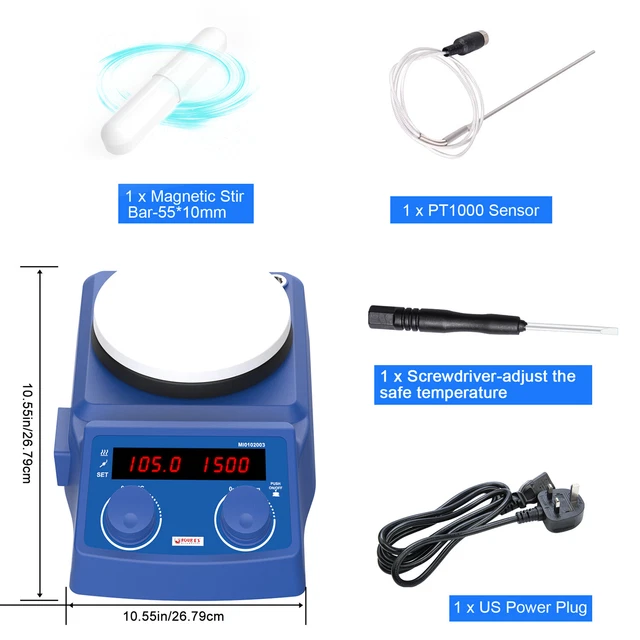Four E'S 5 Inch 5,000mL Laboratory Magnetic Stirrer w/Hot Plate 100-1500RPM USA