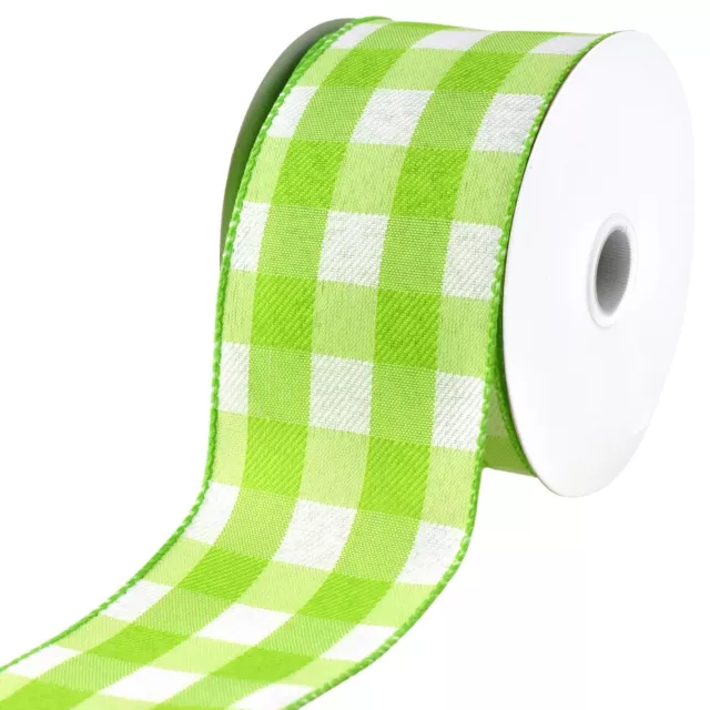 White Buffalo Plaid Wired Ribbon, 10-yard