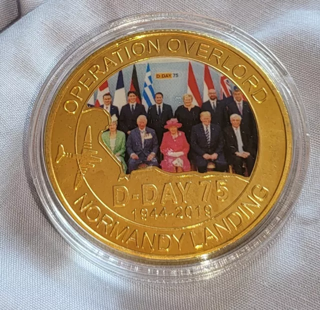 D-Day Gold Coin World War II World Leaders I 1944 2019 Trump Queen Trudeau USA 2