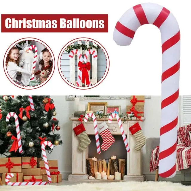 Christmas Candy Cane Inflatable Toys Crutch Balloons Walking HOT Stick SALE G4Y5