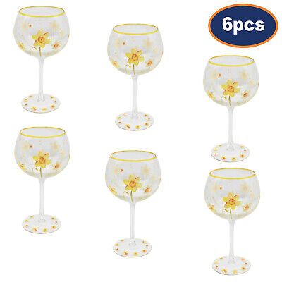 6 piezas narcisos vidrio amarillo ginebra copa cóctel flores globo cristalería floral