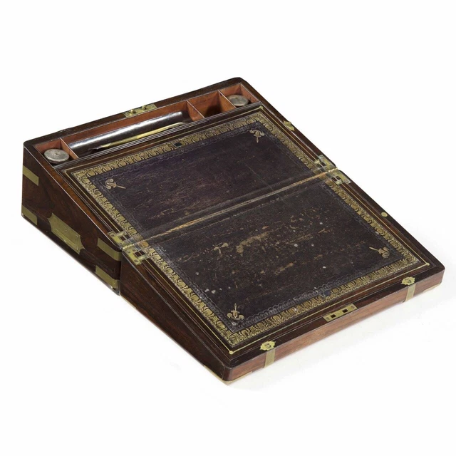 Rare & Fine English Regency Rosewood & Brass Writing Slope Box, circa 1815