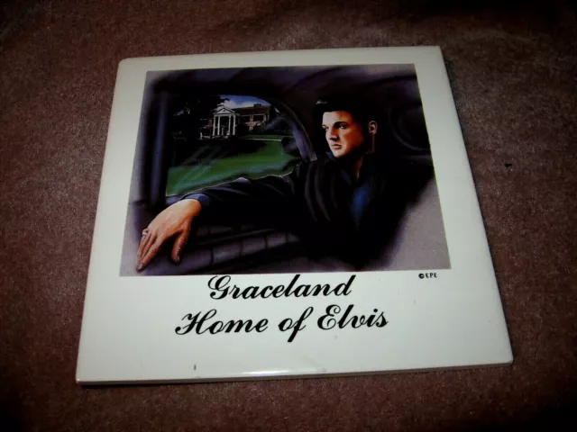 Vintage Elvis Presley Ceramic Tile Trivet Graceland Gift Creations SAMPLE EPE