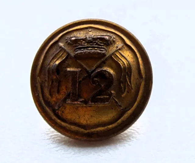 VICTORIAN  12th LANCERS (PRINCE OF WALES OWN) OFFICERS GILT BUTTON