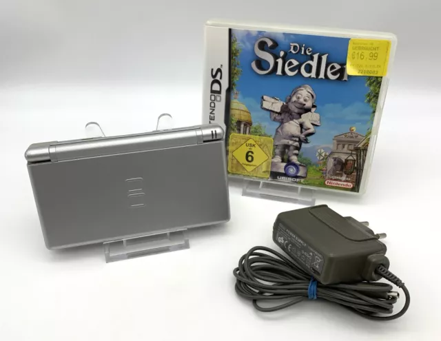 Nintendo DS Lite Konsole | Silber | inkl. Ladekabel & Spiel [Zustand Gut]