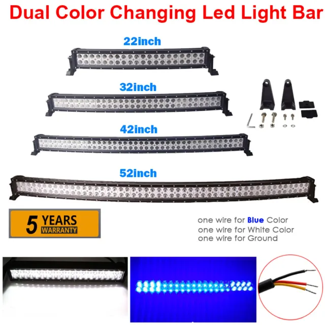 22 32 42 50 52inch Led Light Bar Spot Flood Dual Colors Changing Offroad Driving