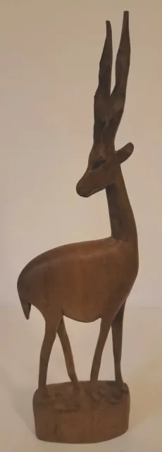 Vintage Gazelle Animal Hand Carved Wooden Figure Statue Carving