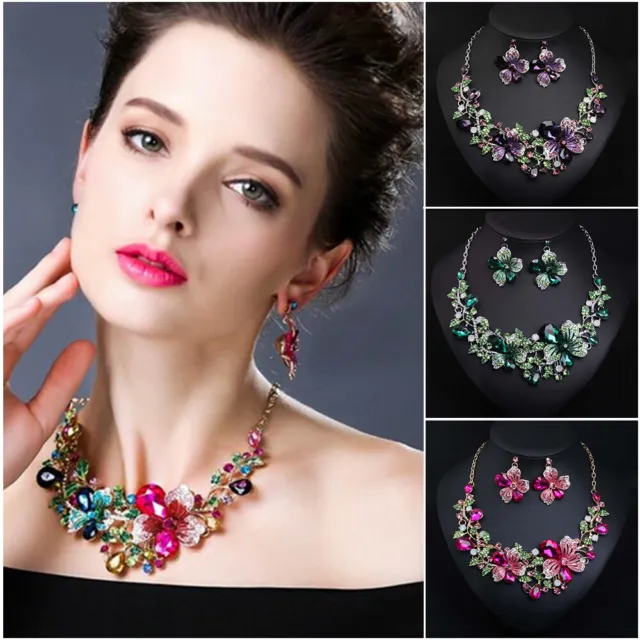 Fashion Women Pendant Crystal Choker Chunky Statement Chain Bib Necklace Jewelry