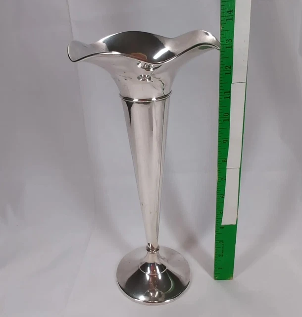 ANTIQUE Monogram K SSMC Sterling SILVER FLOWER SHAPED TRUMPET VASE  0448