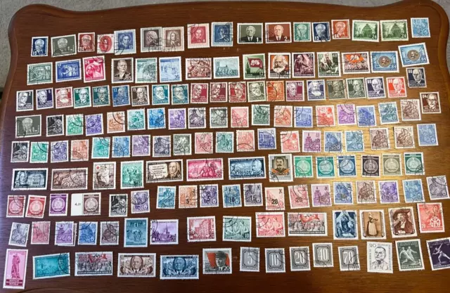 Old Stamp Collection ~300 German DDR stamps from old Germany Minkus album - nice