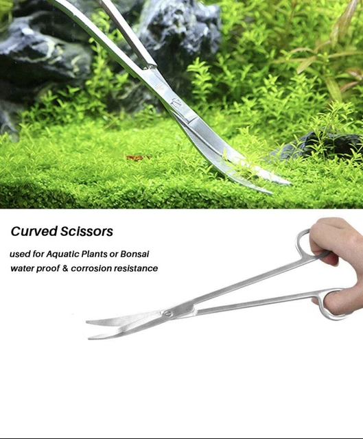Aquascaping Tool 10 inch Stainless Steel Curved Scissors Aquarium Plant Tools ✅