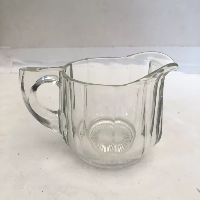 Vintage Clear Heavy Pressed Glass Paneled Creamer/Pitcher