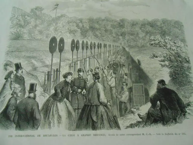 1866 engraving - Brussels International Shooting The Target at a Long Distance