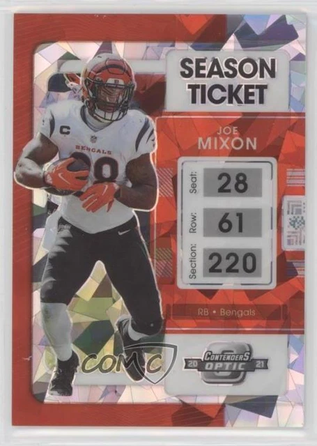 2021 Panini Contenders Optic Season Ticket Cracked Ice Prizm /22 Joe Mixon #40