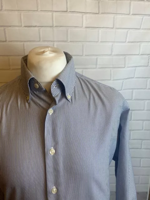 Camicia Charles Tyrwhitt blu a righe 17"" - 35"" vestibilità regolare polsino con bottoni NON FERRO
