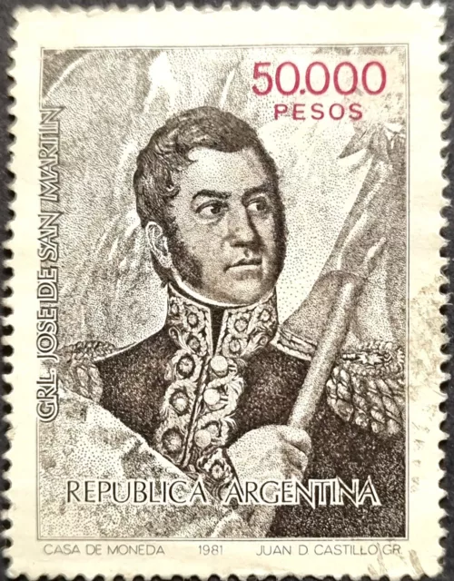 ARGENTINA 1982 General Jose de San Martin Used 50.000 Pesos Stamp as Per Photos