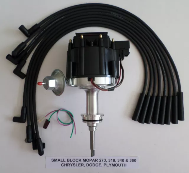 SMALL BLOCK MOPAR 273 318 340 360 BLACK HEI DISTRIBUTOR + Spark Plug