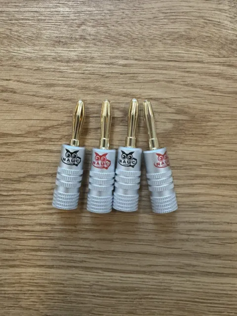 4x NAUC Bananenstecker High End Bananas 24K vergoldet für Kabel bis 6mm²