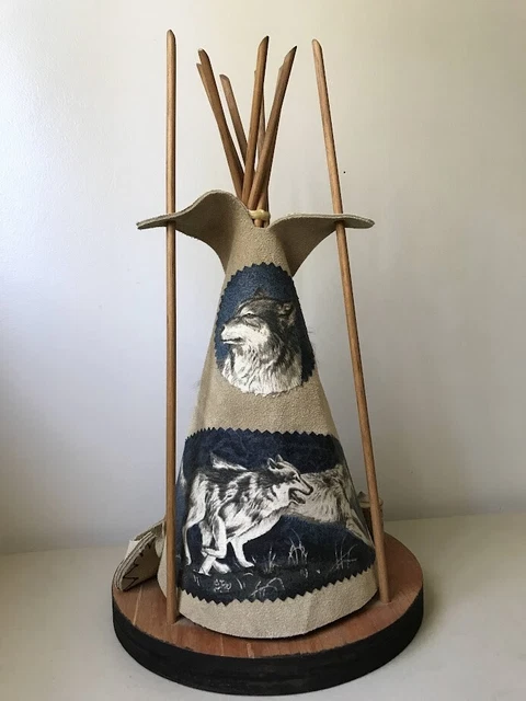 Handmade Native American Teepee Craft Decoration 12 inch tall