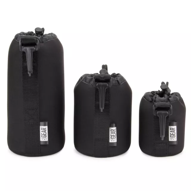 FlexARMOR 3-Pack Protective Neoprene Lens Pouch Cases in Small, Medium and Large