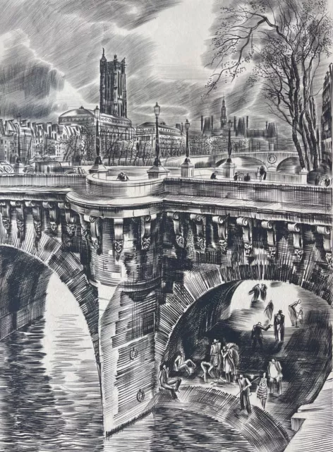 Paris Brücke Neu Von 1578 Insel Der Cité Von Albert Decaris 1949 Frankreich