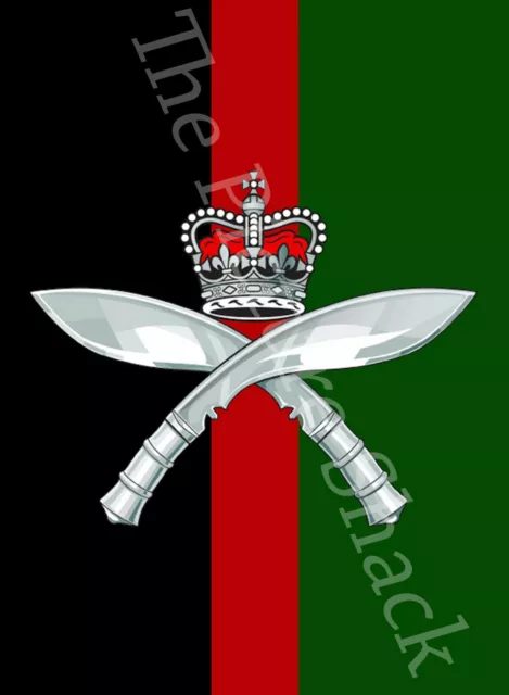 ROYAL GURKHA RIFLES CAP BADGE PRINTED ON A METAL SIGN 5 x 7 INCHES.