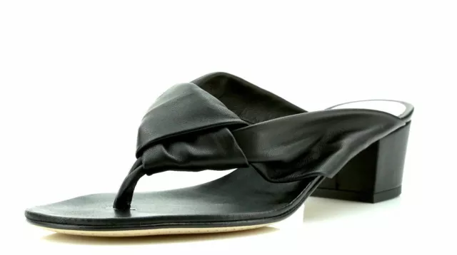 Delman Corie Black Leather Slip On Sandals N2119 Size 8 M