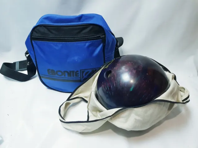 Maxim Ebonite Bowlingkugel 5,5 kg (12,6 lb) gebohrt 22 mm 19 mm 17 mm Löcher + Tasche