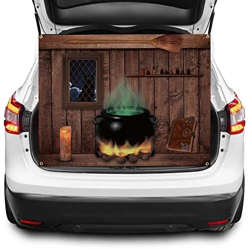 Halloween Trunk Or Treat Car Banneres Pot Spellbook Backdrop Car Archway Witch